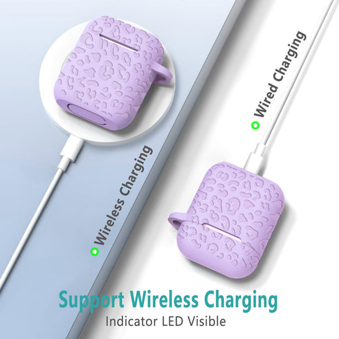 Airpod Case & Airpods 2nd Generation Leopard Engraved Skin Cover, Compatible with AirPods 2nd/1st Charging Case, Cute