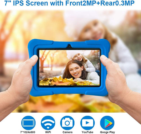 PRITOM 7 inch Kids Tablet, Quad Core Android OS, 32GB, WiFi, Bluetooth, Kids Software Pre-Installed, Dark Blue