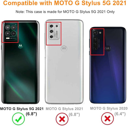 Motorola Moto G Stylus 5G (2021) Cellular Phone Case, Pink/Teal Shockproof TPU Soft Silicone Cover
