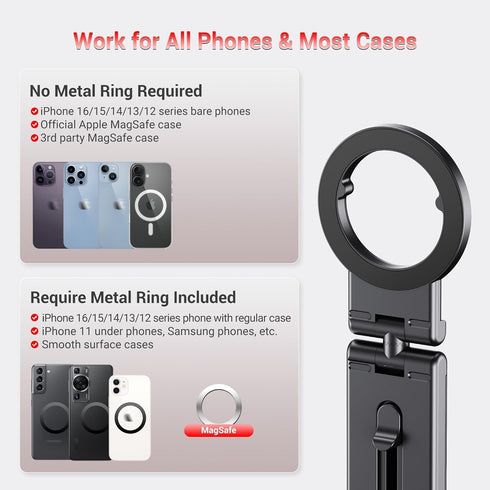 PROfezzion 2 Pack 17 16 15 14 13 12 360Rotation Magnetic Airplane Phone Holder for Mag Safe iPhone & All Phone, Travel