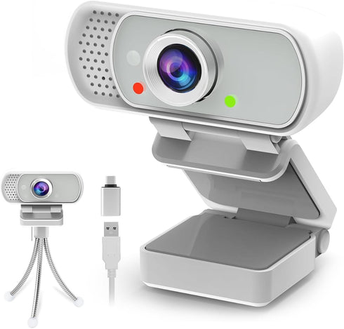 ToLuLu Webcam with Tripod Privacy Shutter: 1080P FHD Web Camera with Mic, Plug