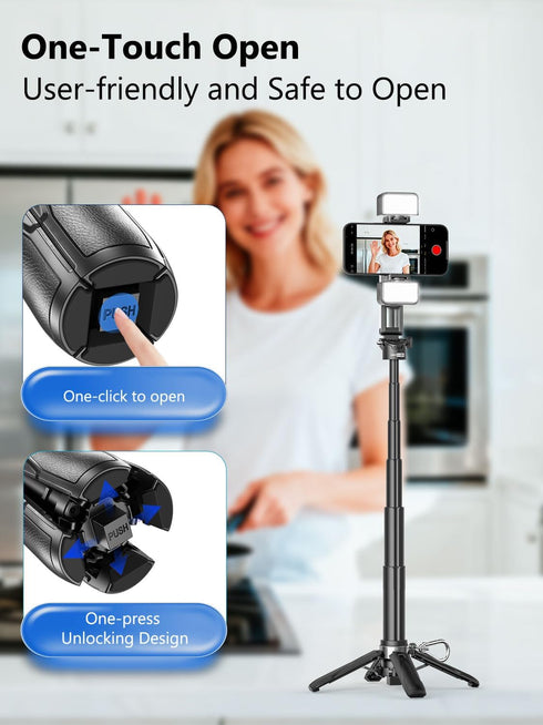 USKEYVISION 4 1 Recording(MPT-02) Magnetic Pocket Selfie Stick for iPhone with Light for MagSafe in Portable Pocket