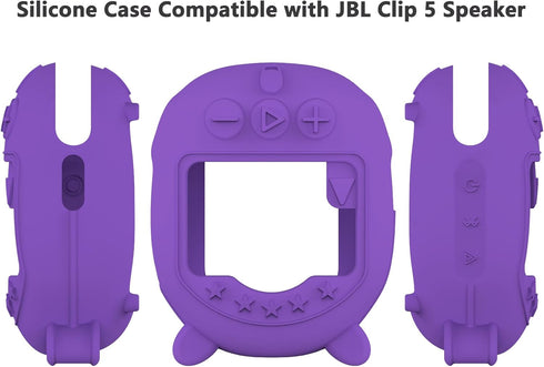 Silicone Cover Case for JBL CLIP 5 Portable Bluetooth Speaker, Soft Skin Sleeve Accessories (Only Case) (Purple)