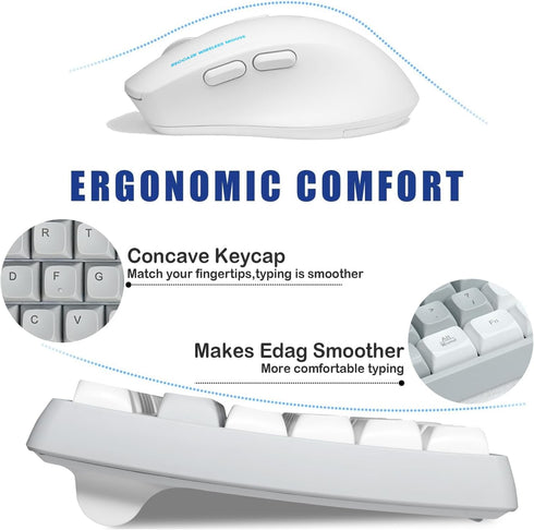 Wireless Keyboard and Mouse Combo with Wrist Rest, 2.4G Full-Sized Keyboard and Mouse, Dual-System for Computer/Laptop