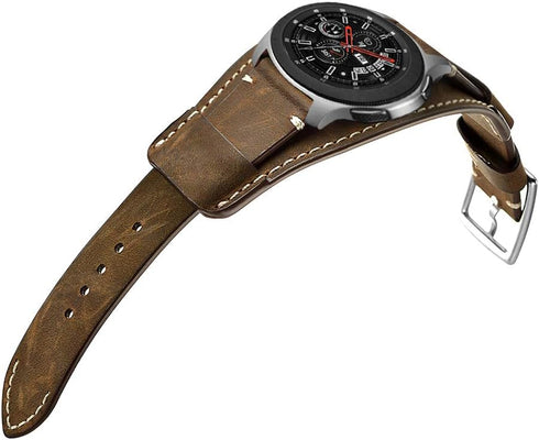 Compatible with Samsung Galaxy Watch 46mm/Galaxy Watch 3 45mm/Gear S3 Frontier/Classic, 22mm Genuine Leather Cuff Strap