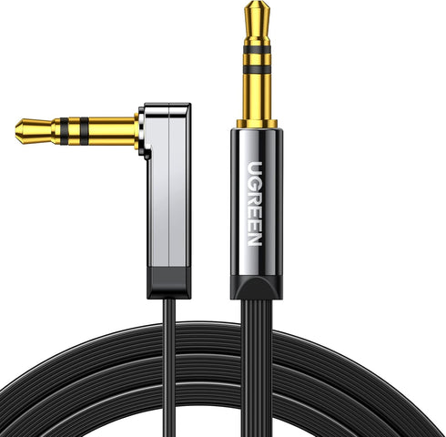 UGREEN 3.5mm Audio Cable Stereo Aux Cord - 90 Degree Right Angle, 6FT, Compatible with Beats and iPhone
