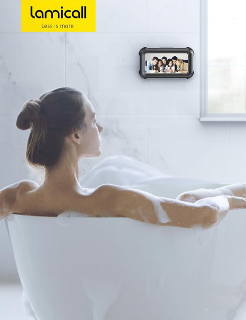 Lamicall 4-7" Waterproof Shower Phone Holder - Shower Bathroom Bath Cellphone Accessories for Women Men Girls Boys