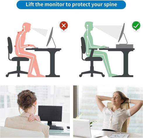 gianotter 2-Tier Metal Monitor Stand Riser, Desk Organizer for Office Supplies in White