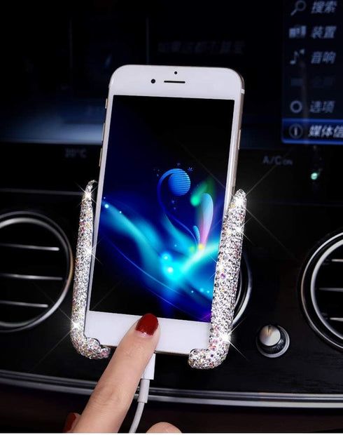 SUNCARACCL Bling Car Phone Holder Mini Dash: Air Vent Automatic Phone Mount Universal 360° Adjustable Crystal for Women