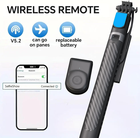 MOLEKSDAL 71 360 Portable and Extendable Phone Tripod & Selfie Stick, with Wireless Remote Control and Rotation, Ideal