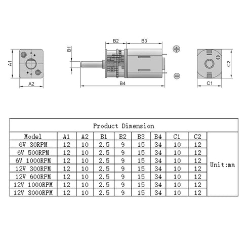 N20 3mm (12V 600RPM) Gear Motor High Torque Speed Reduction Motor Shaft Mini DC Motor Metal Gearwheel Micro Electric