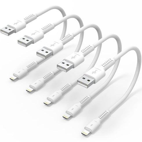 5-Pack 0.5ft iPhone Charge Cable, 6 inch USB to Lightning Cord for Fast Charging, Compatible with iPhone 12, 11 Pro