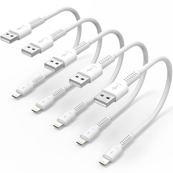 5-Pack 0.5ft iPhone Charge Cable, 6 inch USB to Lightning Cord for Fast Charging, Compatible with iPhone 12, 11 Pro