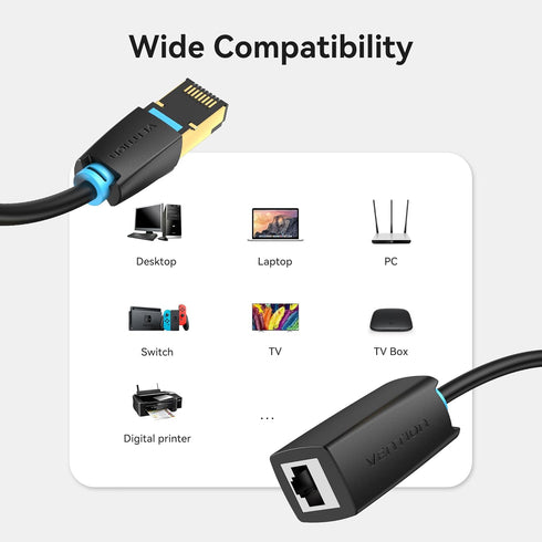 8 26FT 40Gbps Cat8 RJ45 VENTION Cat Ethernet Extension Cable LAN Cable Extender FTP Ethernet Patch Internet Cable