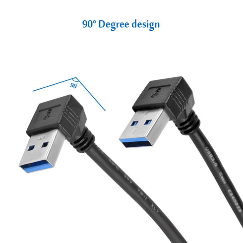 UCEC USB 3.0 Extension Cable, Male to Female 90 Degree Short Extension Cord, 6 Inch, 2 Pack (Black)