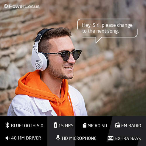 PowerLocus Bluetooth Over-Ear Headphones, Wireless Stereo Foldable Headphones, Wireless and Wired Headsets with