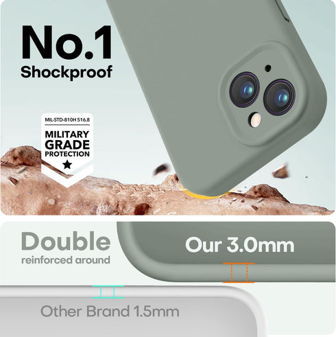 LOVE 3000 Calke Green iPhone 14 Case, Premium Silicone with Soft Anti-Scratch Microfiber Lining Shockproof
