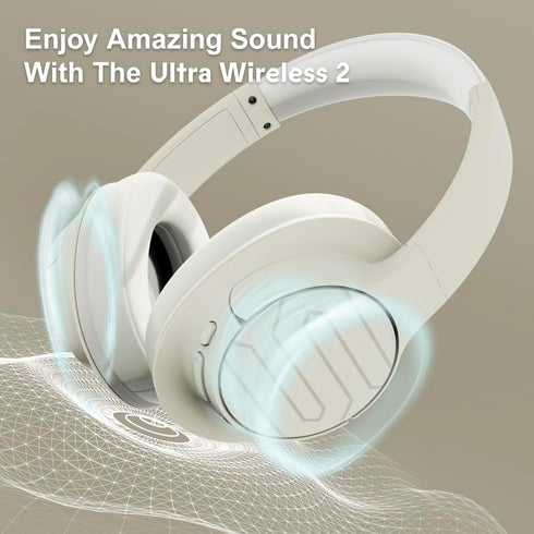 Soul Ultra Wireless 2 Bluetooth Over Ear Headphones, Foldable Design, 65 hrs Playtime, Deep Bass, Beige
