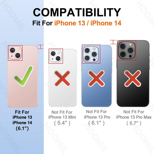 HOOMIL 13 6.1-Inch, Case for iPhone Non-Yellowing, Drop Protection, Anti-Scratch Transparent Hard Back Phone Cover