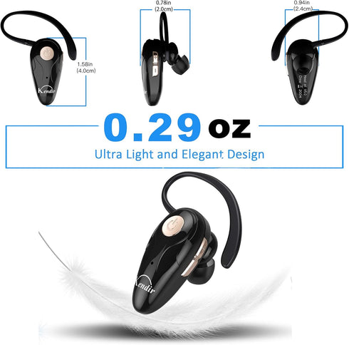 Bluetooth Headset, V5.0 Ultralight Wireless Headphone Cell Phone Earpiece with Mic, Volume Control, Handsfree Earbud,