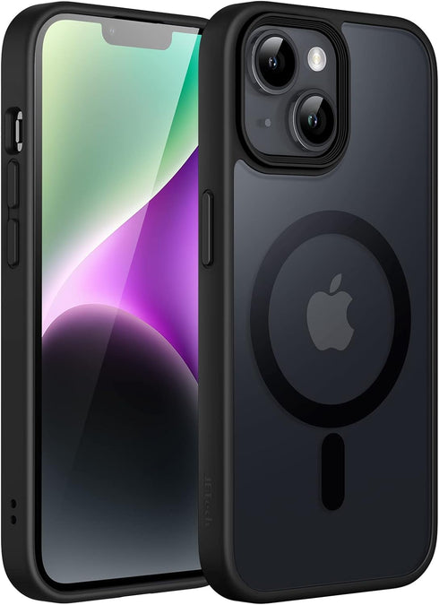 JETech Magnetic Phone Case for iPhone 14 Plus 6.7-Inch, Compatible with MagSafe, Slim Shockproof Translucent Matte Black
