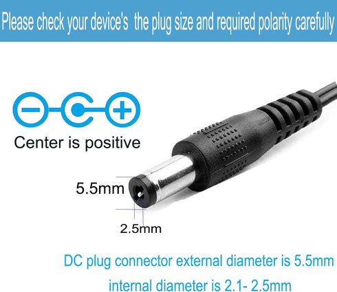 DC 12V 2A Power Adapter 24W AC to DC 12 Volt 2 Amp Power Supply with 4.6ft Cord for LED Strip Light CCTV Camera