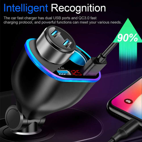 Car Charger Cigarette Lighter Splitter Adapter, 120W QC3.0 Dual USB Fast Charging for Phone, Tablets, GPS