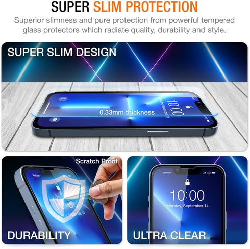 Trianium Tempered Glass Screen Protector for iPhone 13 Pro Max (2021), 3 Pack HD Glass 9H Film with Alignment Tool