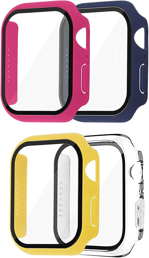 Iwatch Tempered Glass Case Cover, 4pcs in Pack, Series 5/6 40mm, Full Protective Waterproof Bumper Cases, Clear Film