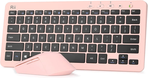 Rii RKM709 Wireless Keyboard and Mouse Combo - 2.4GHz Ultra-Slim Multimedia Office Keyboard for PC, Laptop, Desktop