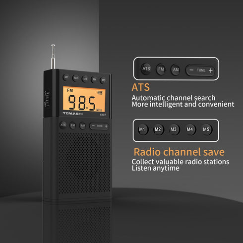 AM FM Portable Radio with Loud Speaker, Headphone Jack, 2AAA Battery Operated Radio for Long Range Reception