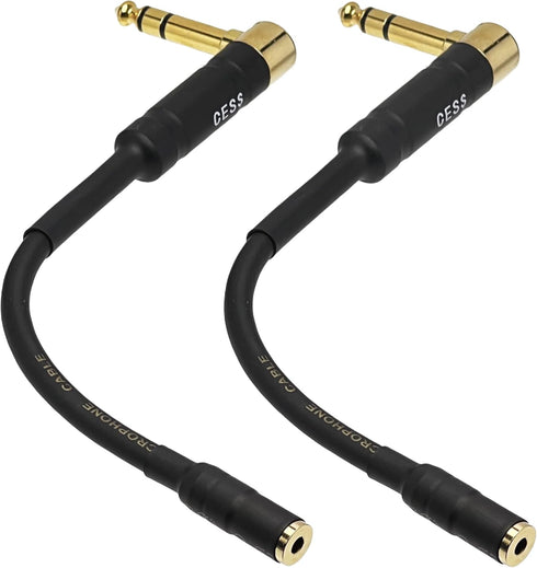 CESS-238 Right Angle 1/4 Inch TRS to 3.5mm Adapter, 6.35mm Male to 3.5mm Female Stereo Audio Adapter