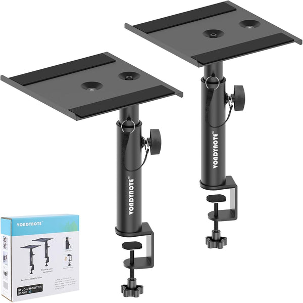 Set of 2 Studio Monitor Stands - Desktop Clamp Speaker Stands Against The Wall