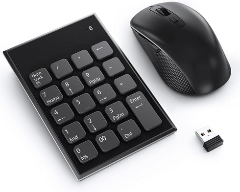 Yeemie Pro Wireless Number Pad and Mouse Combo, 19 Key USB Keypad and 3