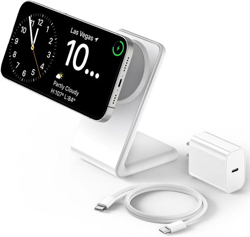 Mag-Safe Charger Stand with 20W Adapter, 5Ft USB-C Cable for Apple iPhone 15/14/13/12 - Grey