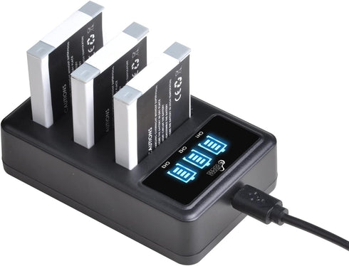 NB-6L NB-6LH Battery & 3 Slots LED Display Charger for Canon PowerShot D10 D20 ELPH 500 HS S90 S95 S120 SD Series & SX