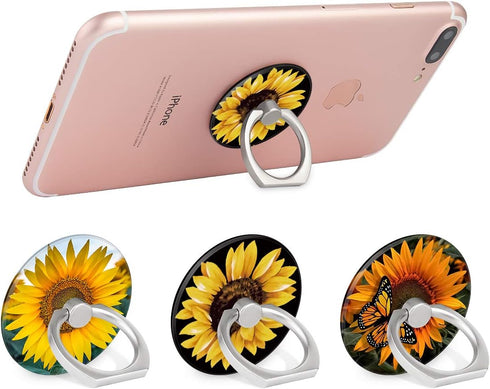Bonoma Cell Phone Ring Holder Stand, 3 Pack Sunflowers 360 Rotation Universal Grip for Smartphones