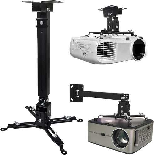 Projector Mount, Universal Ceiling Wall Mount with 25.5-inch Expansion Arm, Height Adjustable for Home and Office