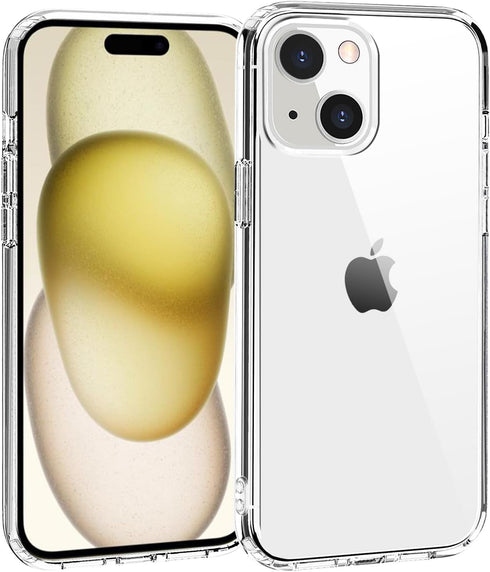 TENOC Phone Case Compatible with iPhone 15, Non-Yellowing Clear Protective Bumper Hard Back Cover for 6.1 Inch