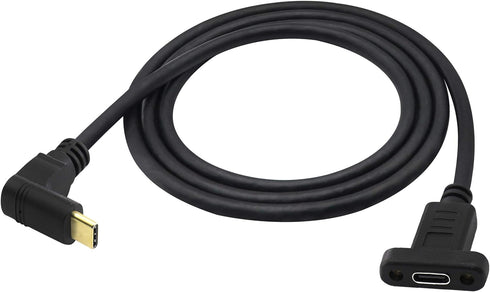 90 Degree USB 3.1 Type C Panel Mount Cable Gen 2 (1M/3ft) - Up&Down Angle, Supports Charging, Data, Audio, Video for