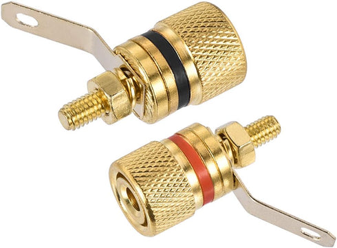 uxcell 2 Pack 4mm Banana Jack Binding Post - Gold Plated Female Socket Plug Terminal Connector for Loudspeaker