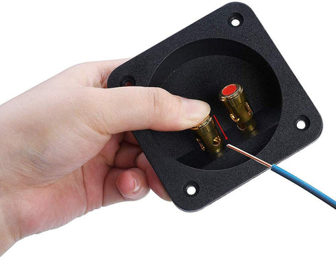 3.1 Square Double Binding Gold Plate Push Spring Loaded Jacks Connector Speaker Box Terminal Cup with Screws (Black -
