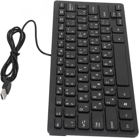 Yosoo Mini Thin 78 Keys USB Wired Keyboard, Mute Portable Personal Keyboard with Russian German French English (Russian)