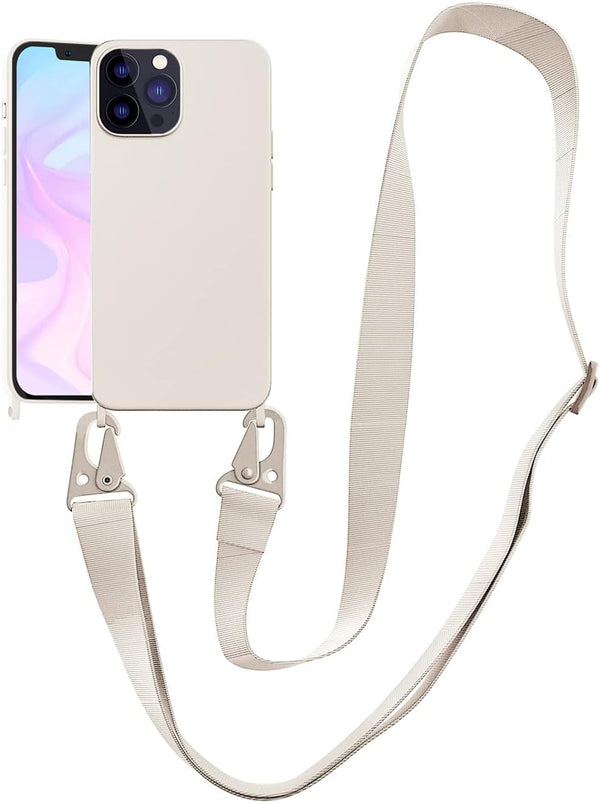 Compatible with iPhone 15 Pro Max Case with Lanyard, Adjustable Shockproof Drop Protection Silicone Phone Cover for