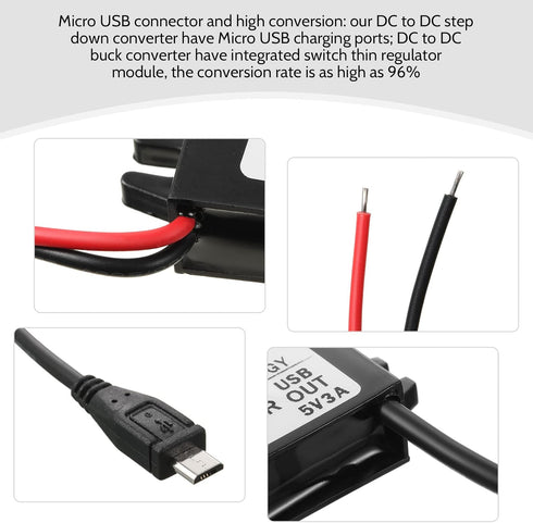 Weewooday 2 Pieces 12V to 5V Converter - DC-DC Buck Module Micro USB Power Adapter
