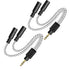 DUKABEL 2PACK Knitted 3.5mm Audio Splitter TRS 3-Pole Aux Headphone Splitter Cable for Speakers Earphones - Zebra White