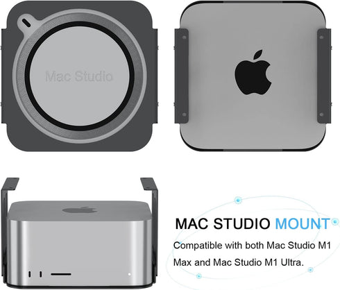 IFCASE Aluminum Under Desk Stand Mount for Mac Studio M2 M1 Max, Ultra with Anti-Scratch Pad (Black)
