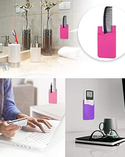 BIAJIYA Card Holder for Back of Phone, Silicone Wallet Sleeve Pocket Stick-on for All Smartphones