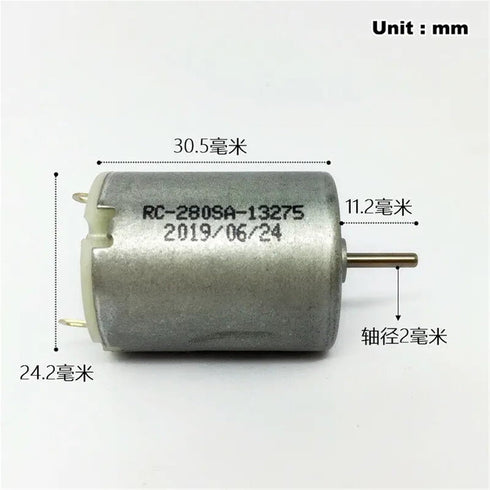ATNVSE RC-280SA-13275 6V 7.4V 12V 9050RPM 24mm 1Pcs Motor DC High Speed Mini Round Electric Motor DIY Toy Car Boat