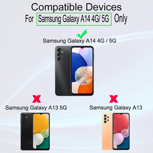 Ibywind 2 Pack Screen Protector for Samsung Galaxy A14 5G/A14 4G(6.6") +1 Pack Camera Len Protector+1 Pack Back Film,9H Tempered Glass,Scratch Resistant,Bubble Free,Easy Install